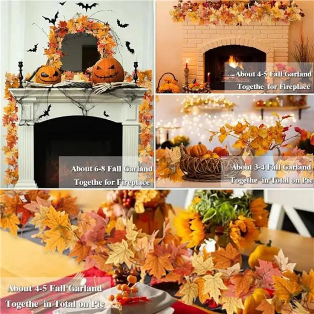 13FT Fall Leaf Garlands 2 PCS Fall Garland for Mantle Thanksgiving Fall
